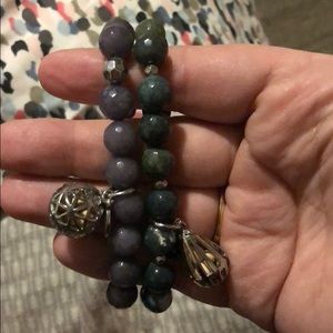 Two Lisa Hoffman Partylite beaded stone bracelets.